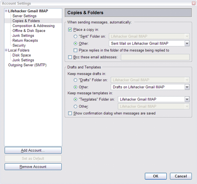 thunderbird imap settings