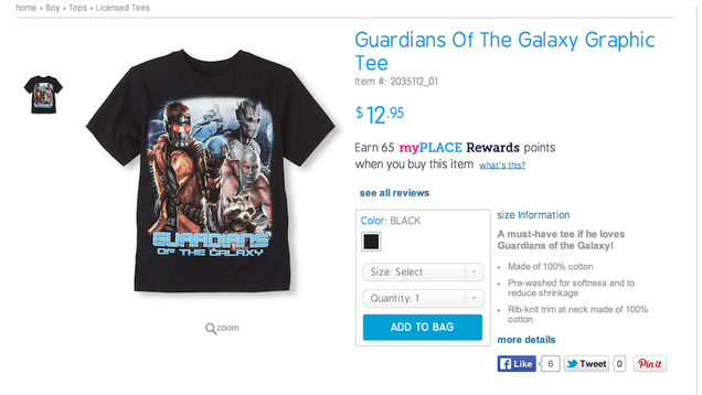 Gamora Not Included on Guardians of the Galaxy Tee Since It's for Boys