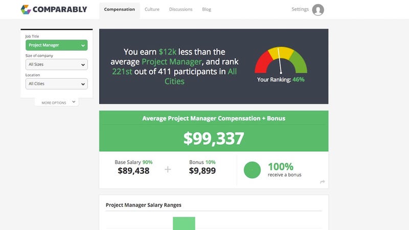 Comparably Compares Your Salary with Other People In Your Field, Anonymously