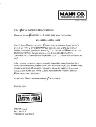 TF2's Mann Co. Responds to Its Customers Once More