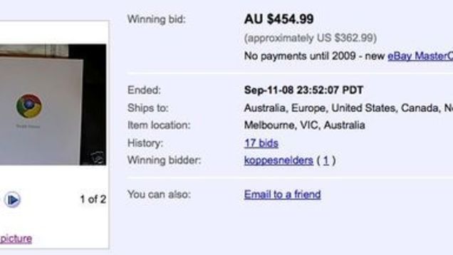 Google Chrome comic goes for $363 on eBay