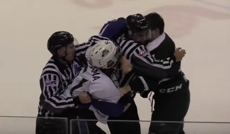 Referees Powerless To Stop Massive Hockey Brawl