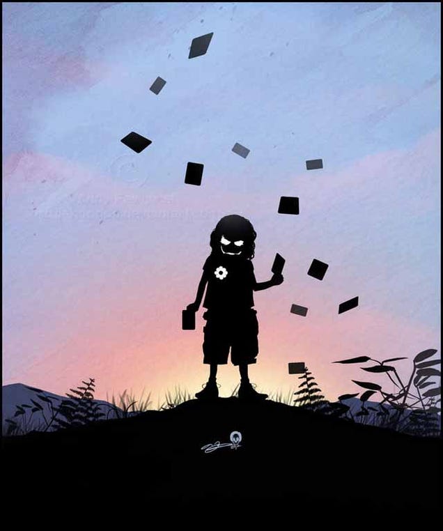 Beautiful superhero silhouettes show comic book characters at recess