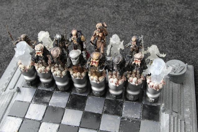 This Alien versus Predator chessboard was built for chessboxing