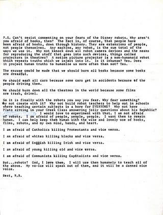Letters From Ray Bradbury: 'Love what YOU love!'