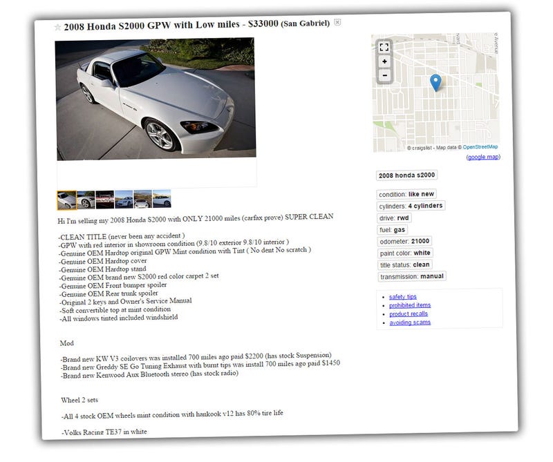 Get Furious Over This Craigslist Honda S2000 Bait-And-Switch