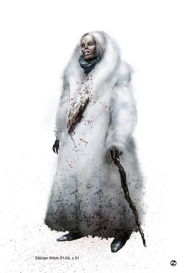 The grotesque witch concept art from Hansel & Gretel will probably turn you on