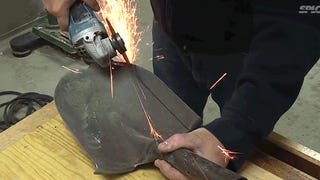 Making a knife from a chunk of concrete and an old shovel
