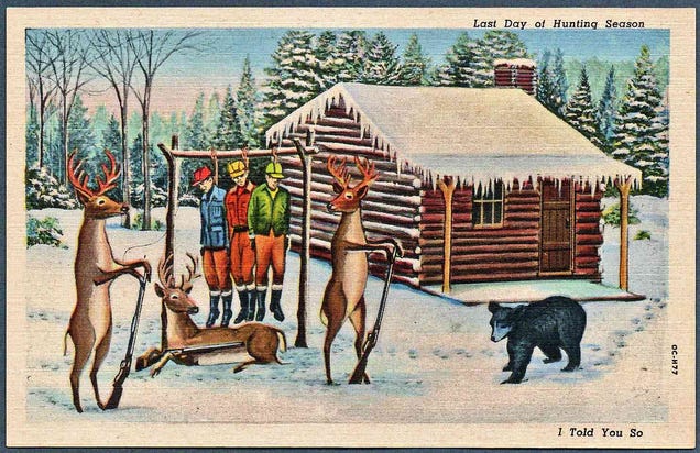 These vintage postcards would nowadays pass for threats by mail