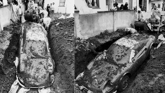The True Story Of How A Ferrari Ended Up Buried In Someone's Yard