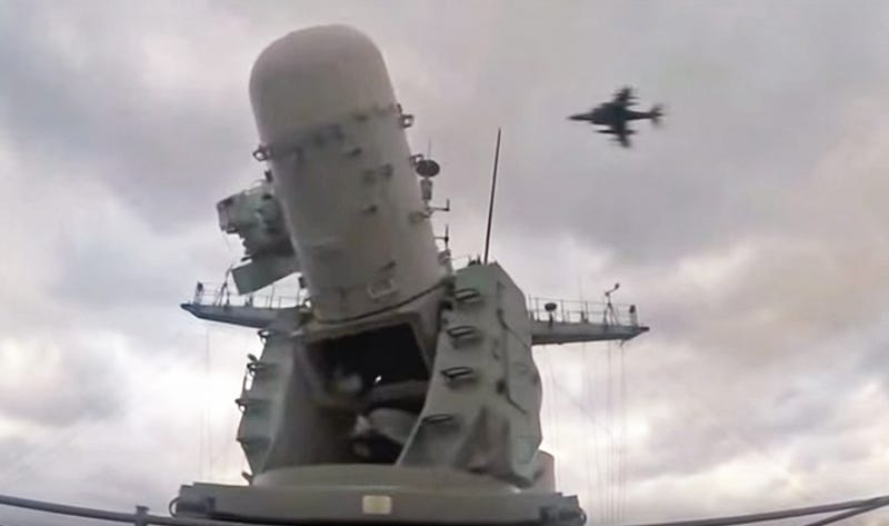 Watch As This Phalanx Close-In Weapon System Desperately Tries To Blow A Harrier To Bits