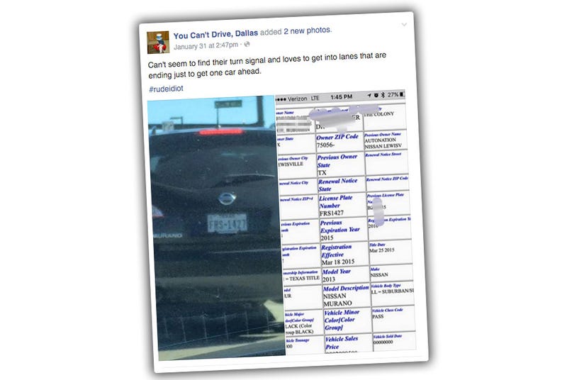 Facebook Group Publicly Reveals The Identities Of Dallas' 'Bad' Drivers