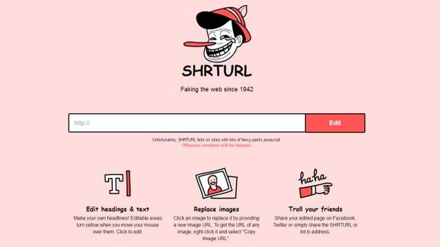 Shrturl Edits Text and Images on any Web Page and Shares It