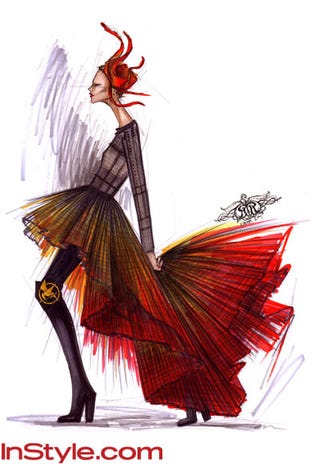 Fashion designers sketch their own versions of Katniss' fiery couture