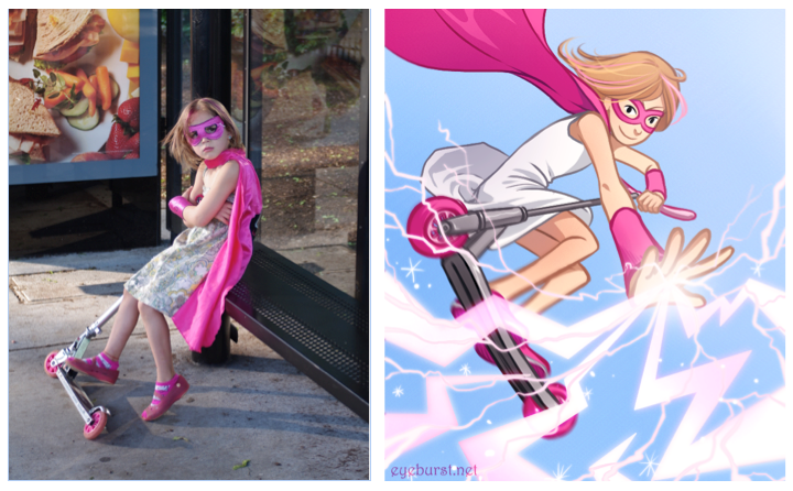 Artist transforms little girls in superhero costumes into super art