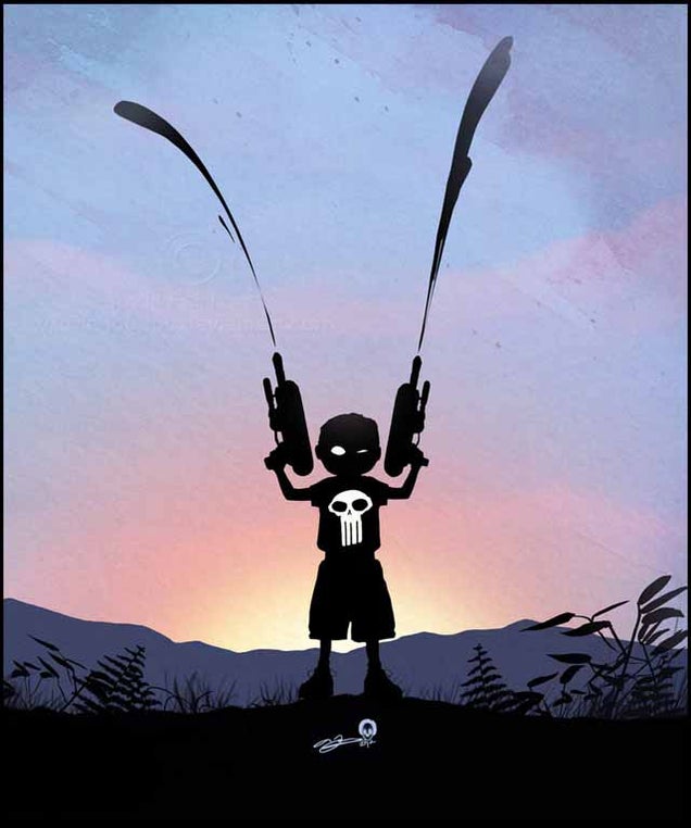 Beautiful superhero silhouettes show comic book characters at recess