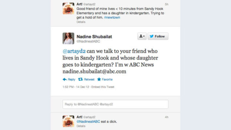 ABC Reporter Reaches Out to Possible Sandy Hook Victim; Is Told to 'Eat a Dick'