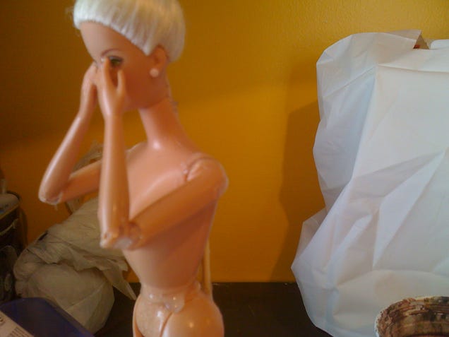 Weeping Angel Barbie is waiting for Ken to Blink