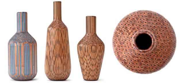 Wooden Vases Show Pencils Have Other Artistic Uses Than Just Drawings