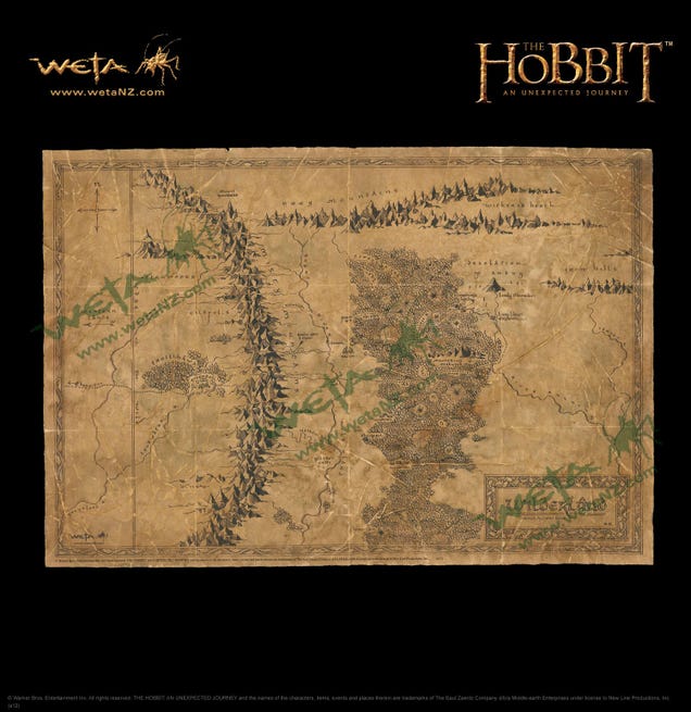 Gorgeous prop replica maps of Middle Earth take us through Peter Jackson's Hobbit