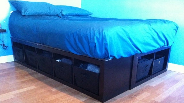 Repurpose Ikea Shelves Into a Storage Bed Platform