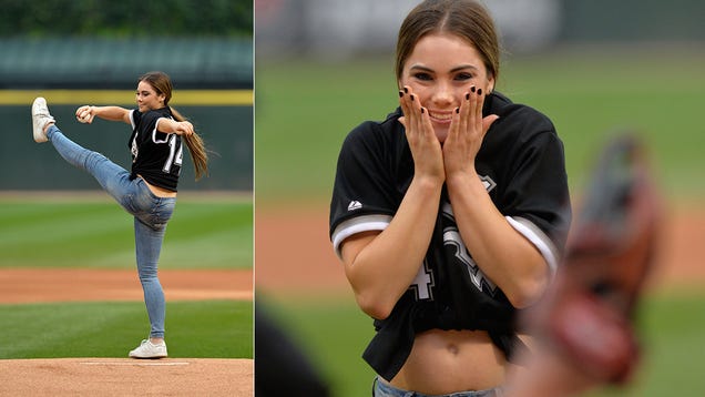 Gymnast Mckayla Maroney Throws Very Acrobatic Pitch At White Sox Game