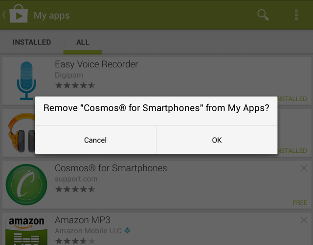 Delete App History in the New Android Play Store App