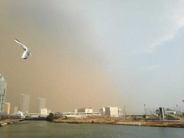 Sand, Smog, or Something Covered Japan in a Yellow Haze