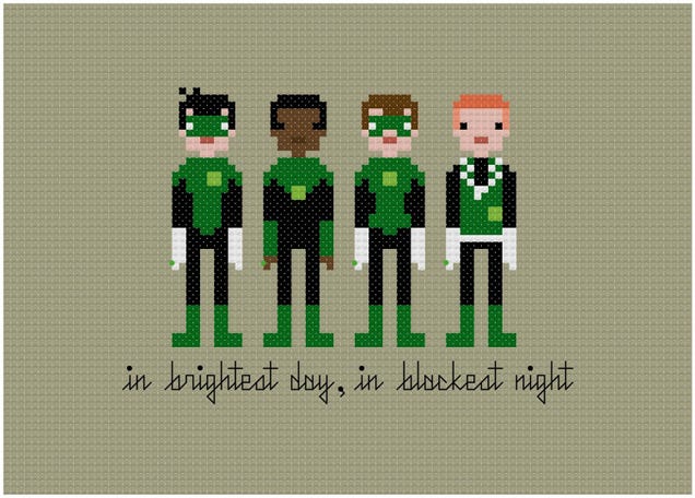 Embroidered samplers put scifi heroes in stitches