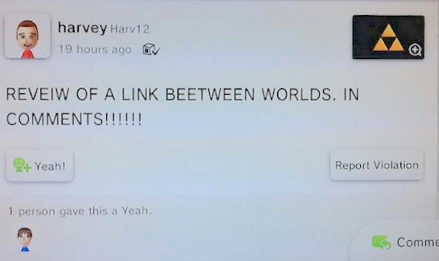 The Legend Of Zelda: A Link Between Worlds: The Miiverse Reveiw