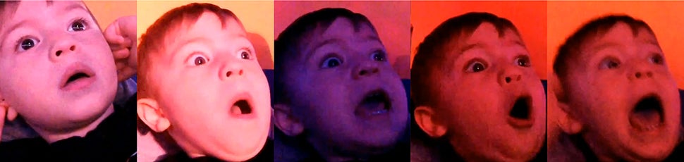 Two-year-old kid flips out when he watches fireworks for the first time