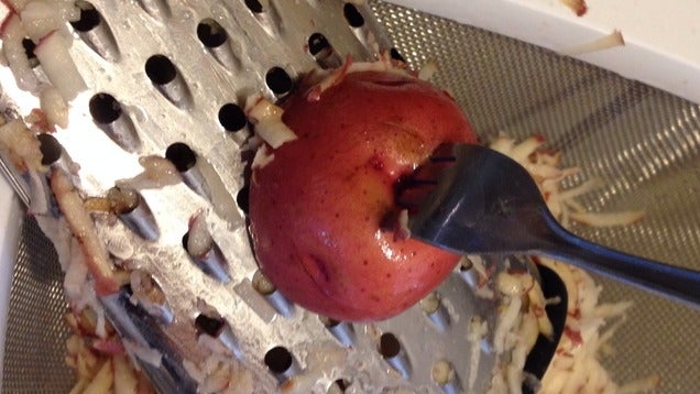 Use a Fork When Grating Potatoes to Avoid Scraped Knuckles