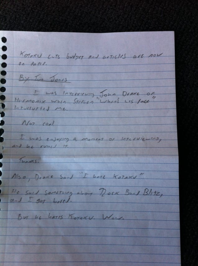 “Kotaku Cuts Budget and Articles Are Now On Paper”