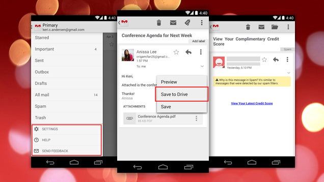 Gmail for Android Gets Drive Integration, a Better Sidebar, and More