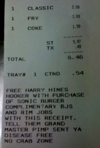 The Horny Waiter and Other Racist, Insulting, and Bizarre Fast Food Receipts
