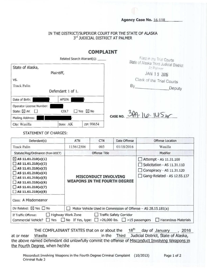 Here Is Track Palin’s Domestic Violence Police Report