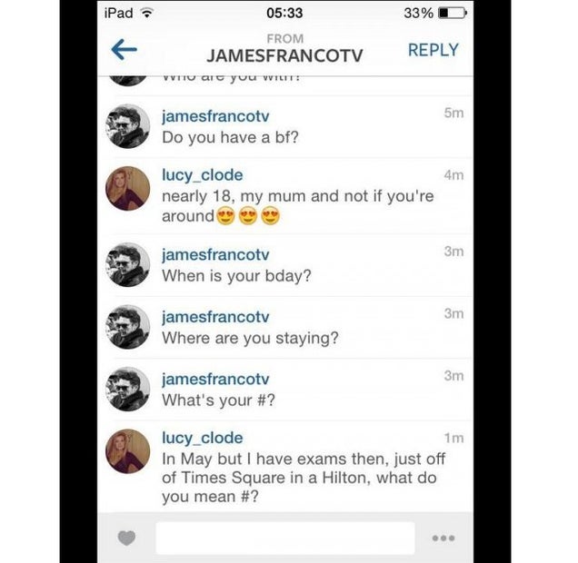 James Franco Apparently Tried to Hook Up With a Teenager On Instagram