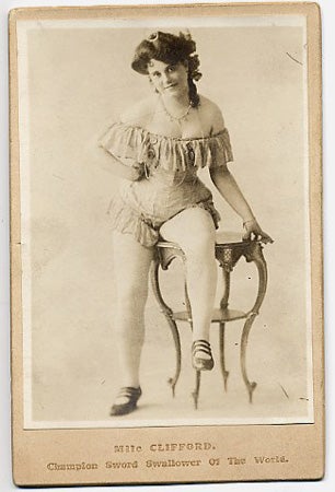 Awesome portraits of female sword swallowers in the 1800s
