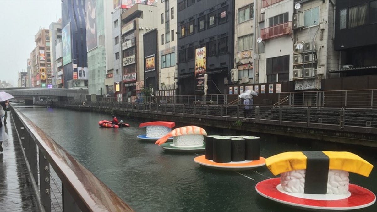 Giant Sushi Floats Through Osaka