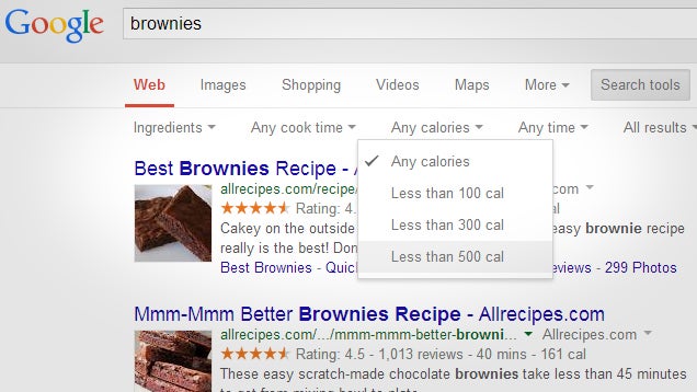 Filter Recipe Results by Ingredients and More with Google Search Tools