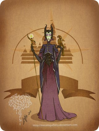 Classic Disney villains redrawn as steampunk baddies