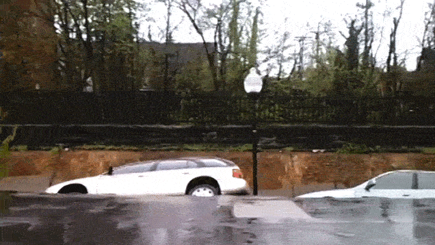 First Glimpse of the Baltimore Sinkhole Eating a Bunch of Cars