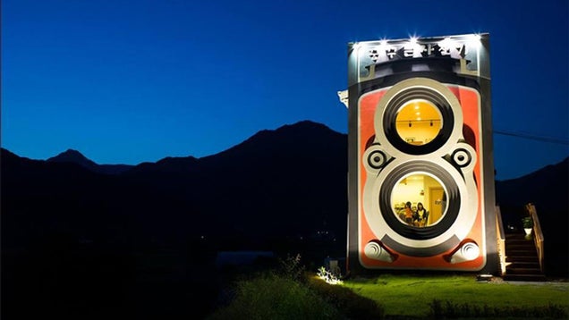 This giant camera is not a fake but an awesome two-story building