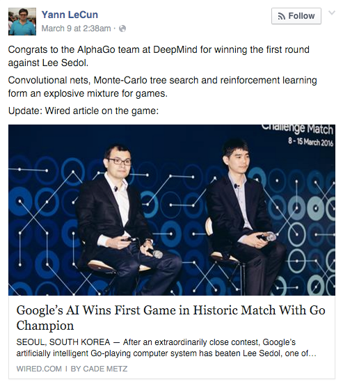 Facebook Nerd Throws Heavy Shade at Google Over AlphaGo Victories