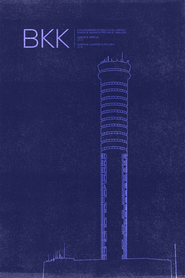 10 Graceful Posters Immortalizing the World's Air Traffic Control Towers