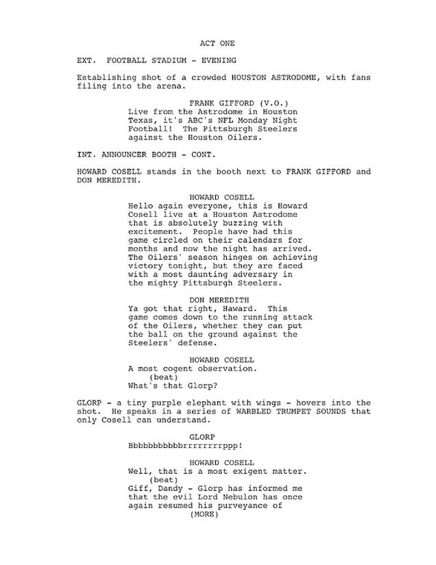Excerpts From The Long-Lost Script For Monday Night Football: The Cartoon