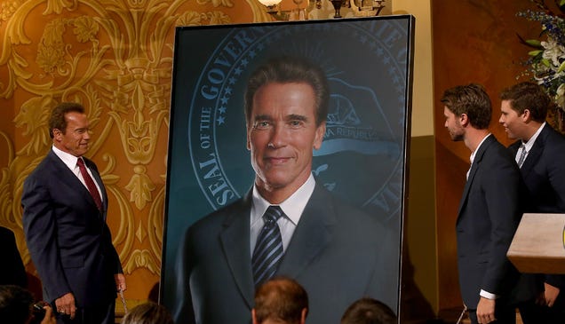 Caption This Pic of Arnold Schwarzenegger Gazing At His New Portrait