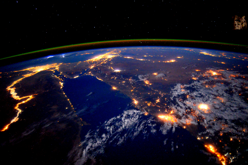 The Nile River is a Glowing River of Light Snaking Across a Darkened Planet