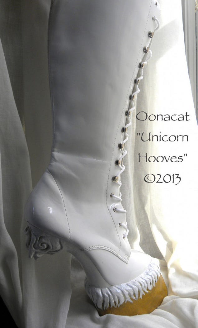 Unicorn hoof boots to sexually excite the fantasy horse fetishist in us all
