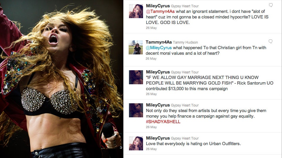 Miley Cyrus Hates Urban Outfitters, Rick Santorum